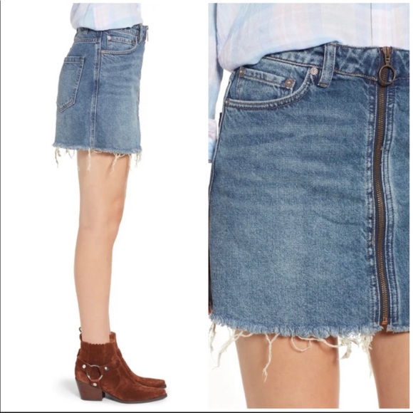 WE THE FREE Free People Zip UP Jean Skirt Copper Blue Size 26 OB841640 - Picture 5 of 10